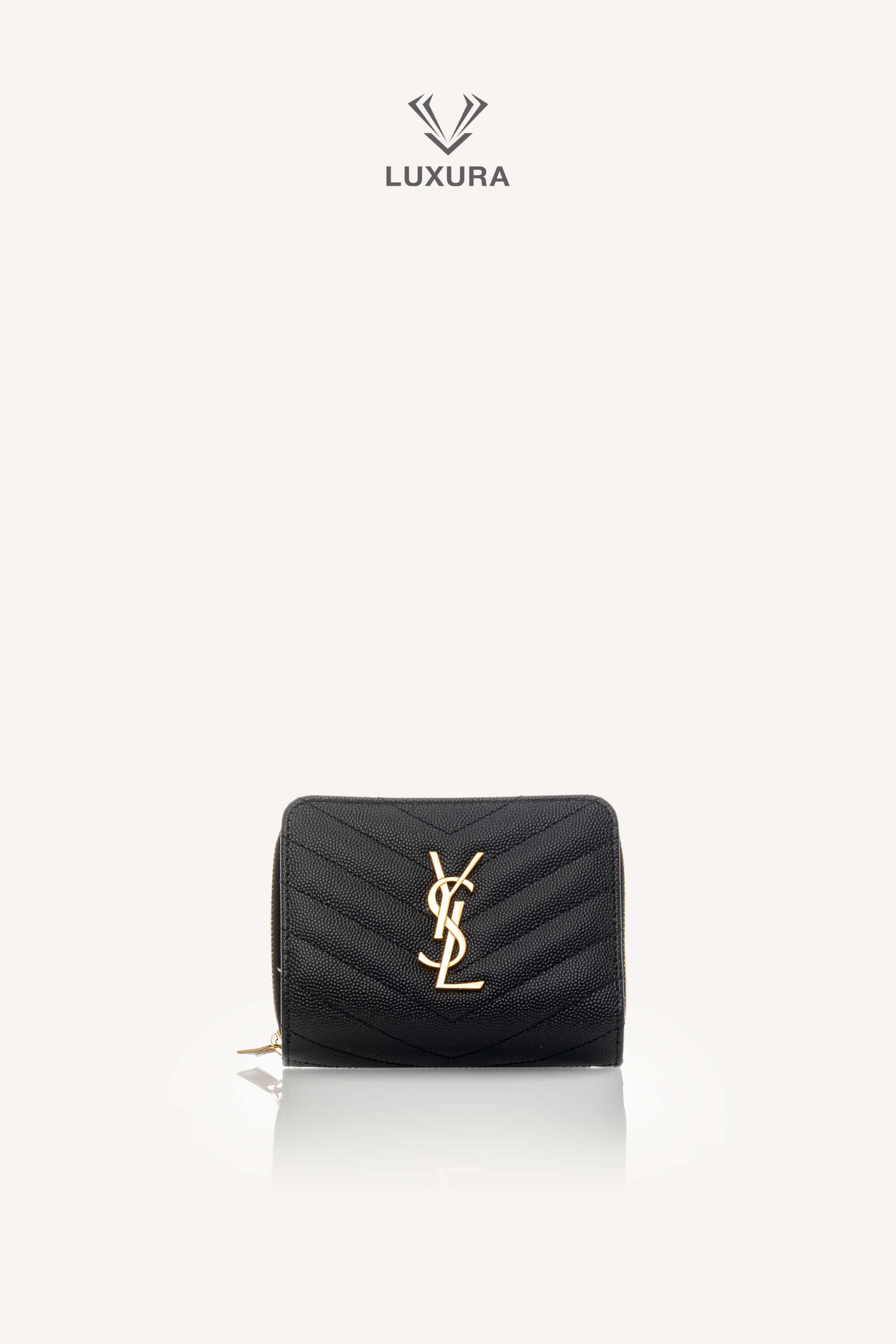<span style="font-size: 10px;letter-spacing: .15em">BEST DEAL</span><br> <strong>SAINT LAURENT</strong><br> <div style="margin-top:10px;font-size:16px">Cassandre Matelasse Compact Zip Around Wallet in Grain de Poudre Leather Black</div><br>