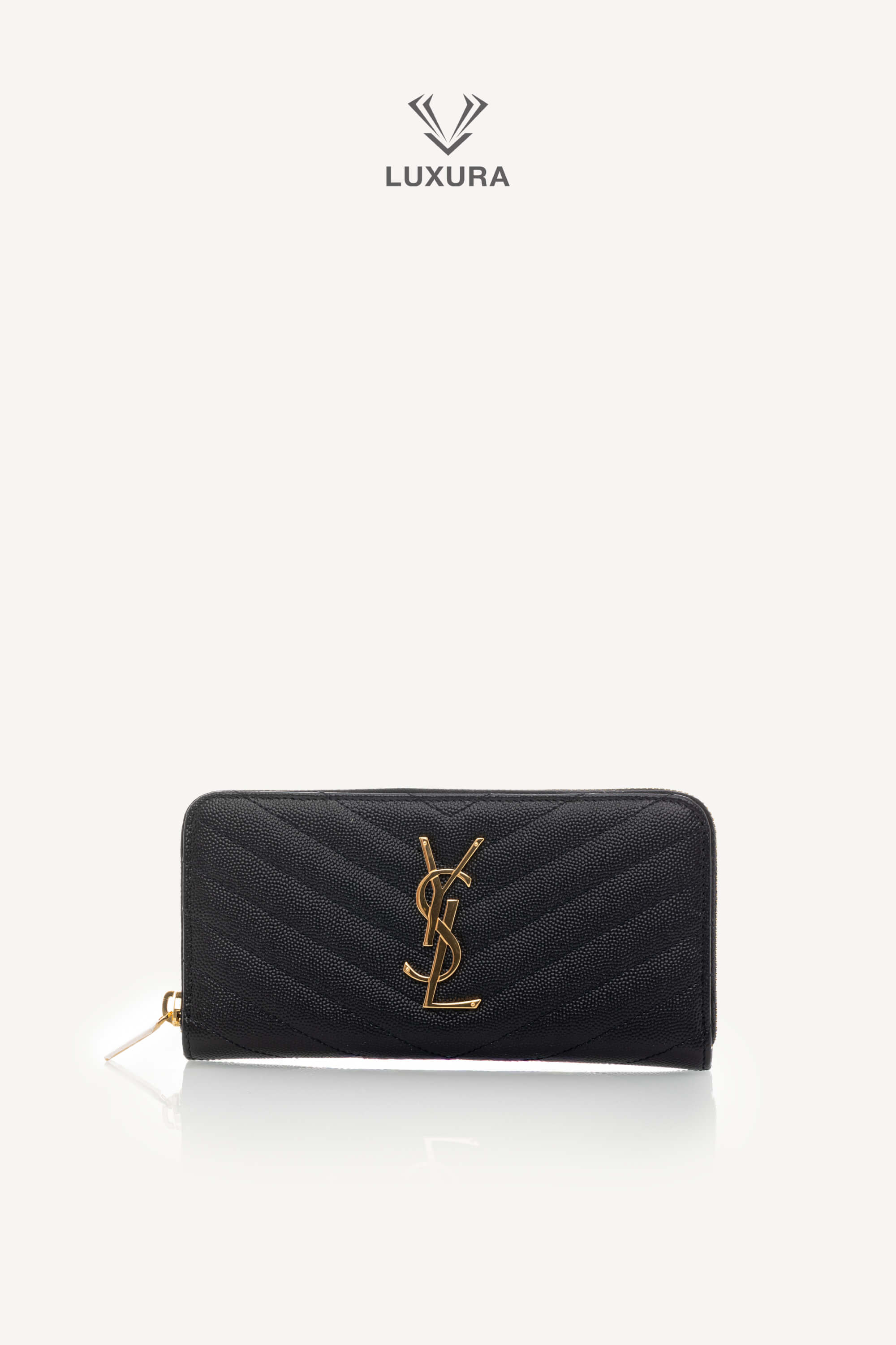 <span style="font-size: 10px;letter-spacing: .15em">BEST DEAL</span><br> <strong>SAINT LAURENT</strong><br> <div style="margin-top:10px;font-size:16px">Cassandre Matelasse Zip Around Wallet in Grain de Poudre Leather Black</div><br>