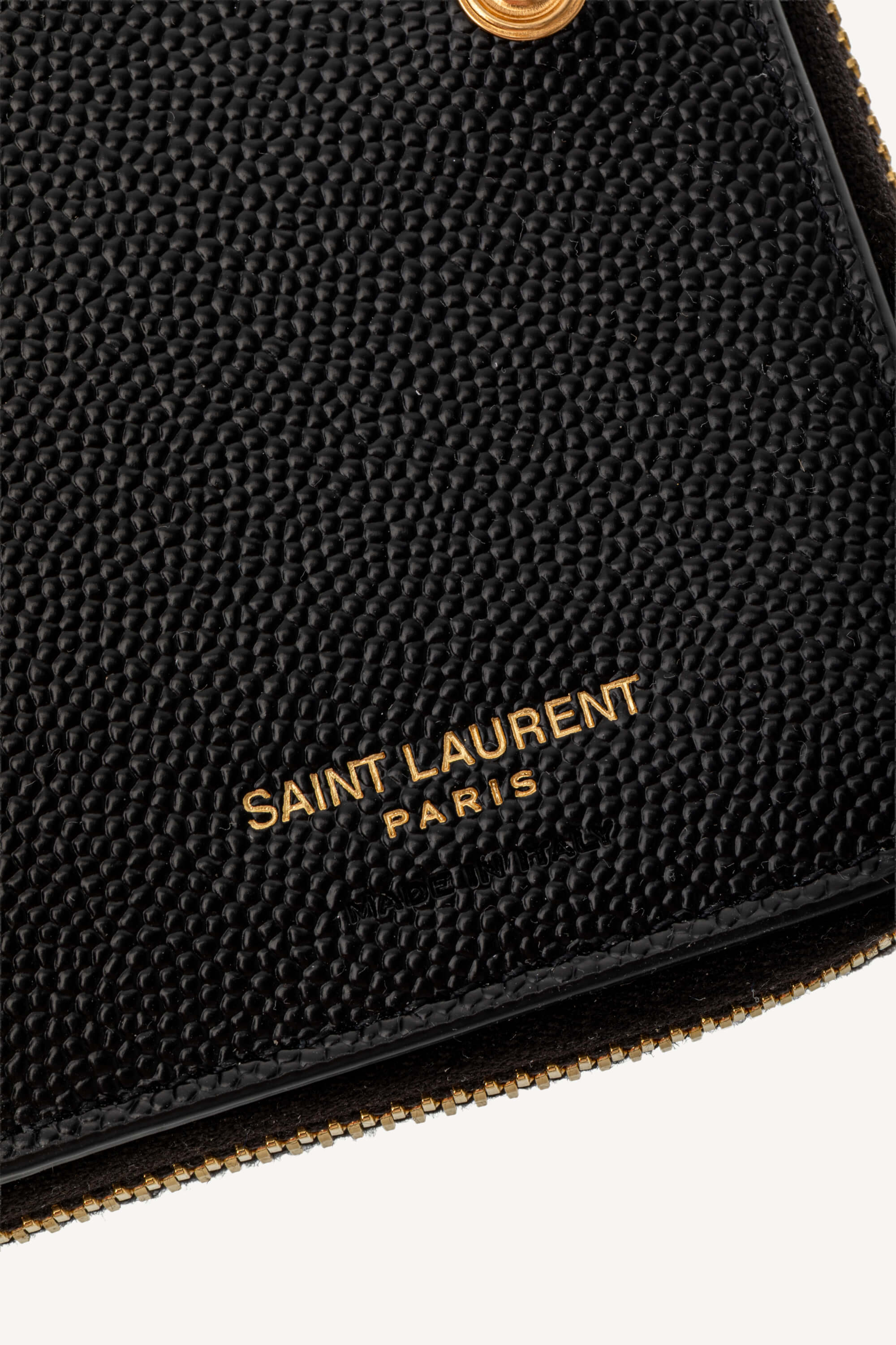 <span style="font-size: 10px;letter-spacing: .15em">BEST DEAL</span><br> <strong>SAINT LAURENT</strong><br> <div style="margin-top:10px;font-size:16px">Cassandre Matelasse Compact Zip Around Wallet in Grain de Poudre Leather Black</div><br> - Image 10