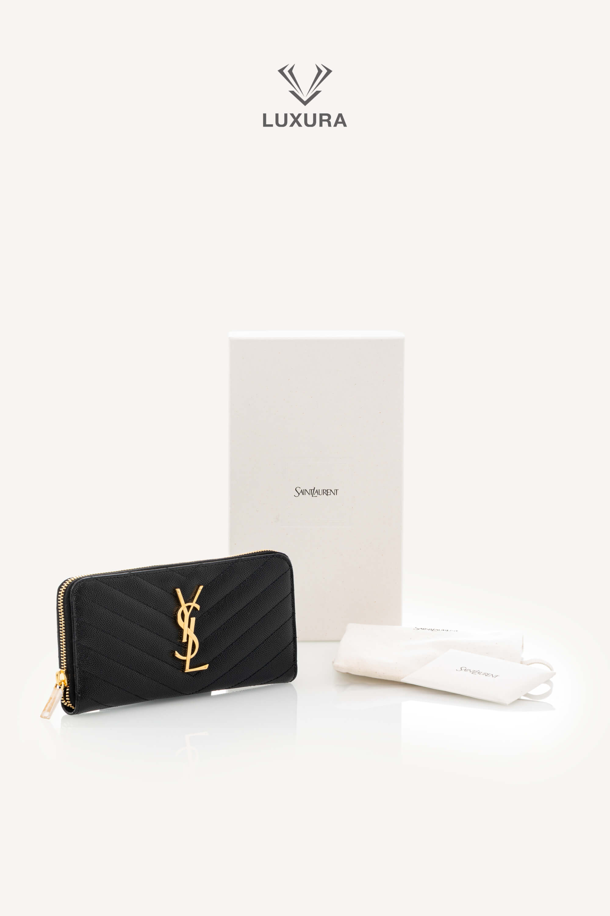 <span style="font-size: 10px;letter-spacing: .15em">BEST DEAL</span><br> <strong>SAINT LAURENT</strong><br> <div style="margin-top:10px;font-size:16px">Cassandre Matelasse Zip Around Wallet in Grain de Poudre Leather Black</div><br> - Image 2