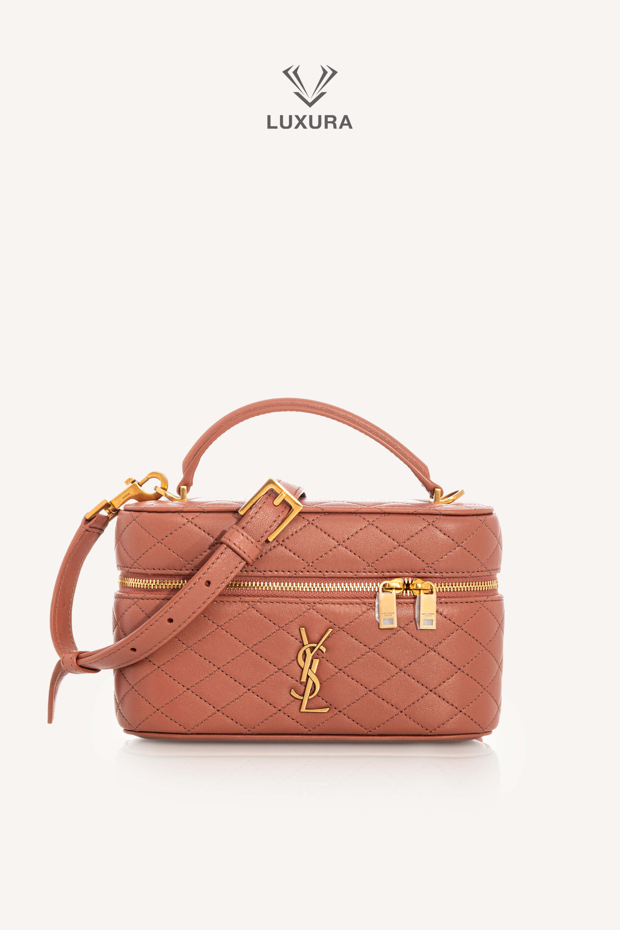 <span style="font-size: 10px;letter-spacing: .15em">BEST DEAL</span><br>            <strong>SAINT LAURENT</strong><br>            <div style="margin-top:10px;font-size:16px">Gaby Vanity Mini Bag in Lambskin Barely Pink</div><br> - Image 5
