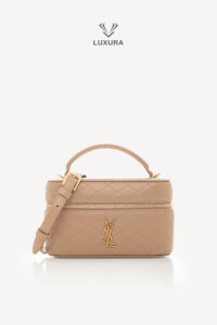 Genti | SAINT LAURENT Gaby Vanity Mini Quilted Leather Shoulder Bag Beige