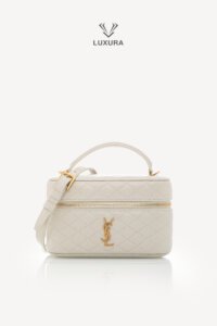 Genti | SAINT LAURENT Gaby Vanity Mini Quilted Leather Shoulder Bag Off-White
