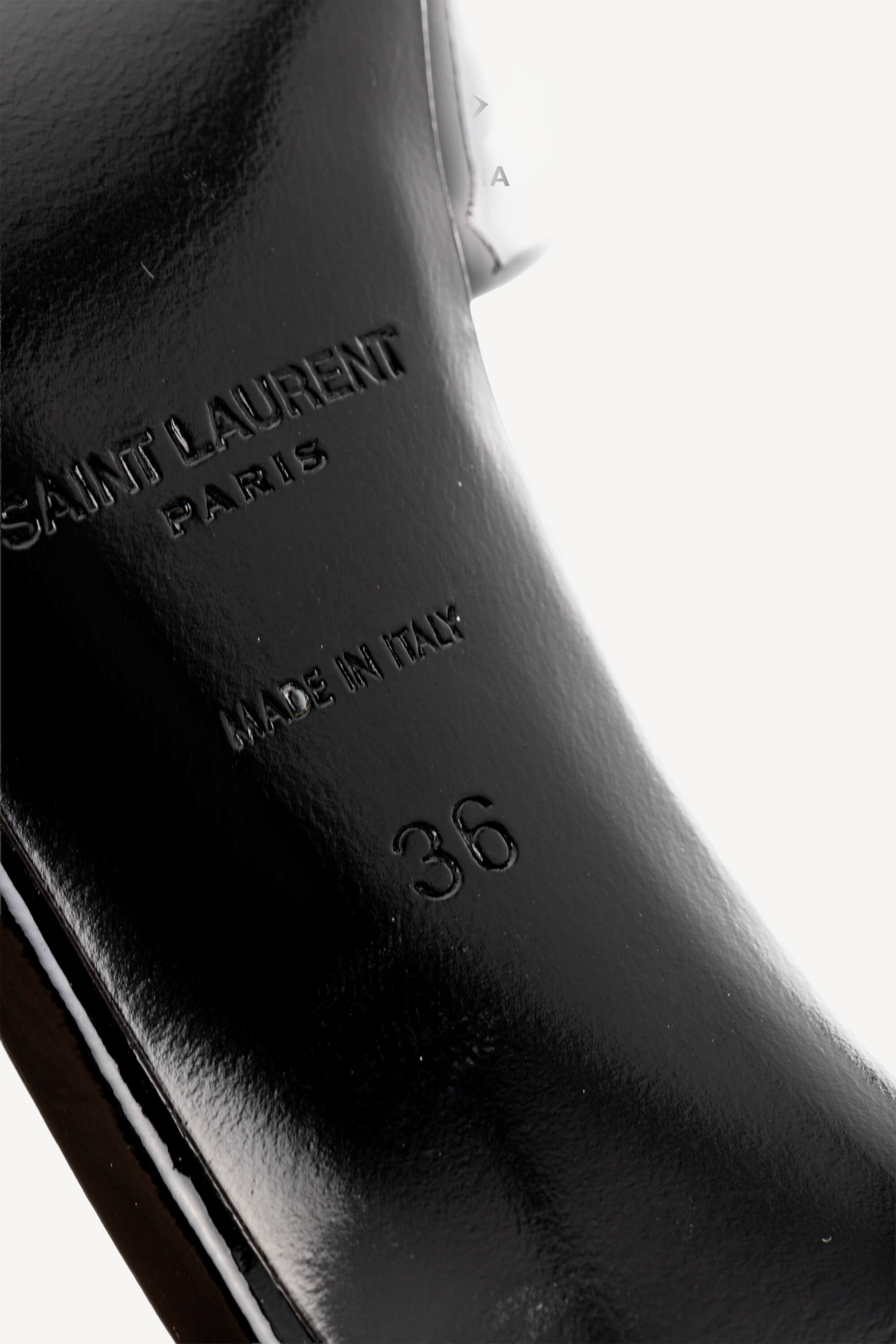 <span style="font-size: 10px;letter-spacing: .15em">HARD TO FIND</span><br>            <strong>SAINT LAURENT</strong><br>            <div style="margin-top:10px;font-size:16px">Patent Leather Zoe 105 Tassel Wrap Pumps Black 36</div><br> - Image 14