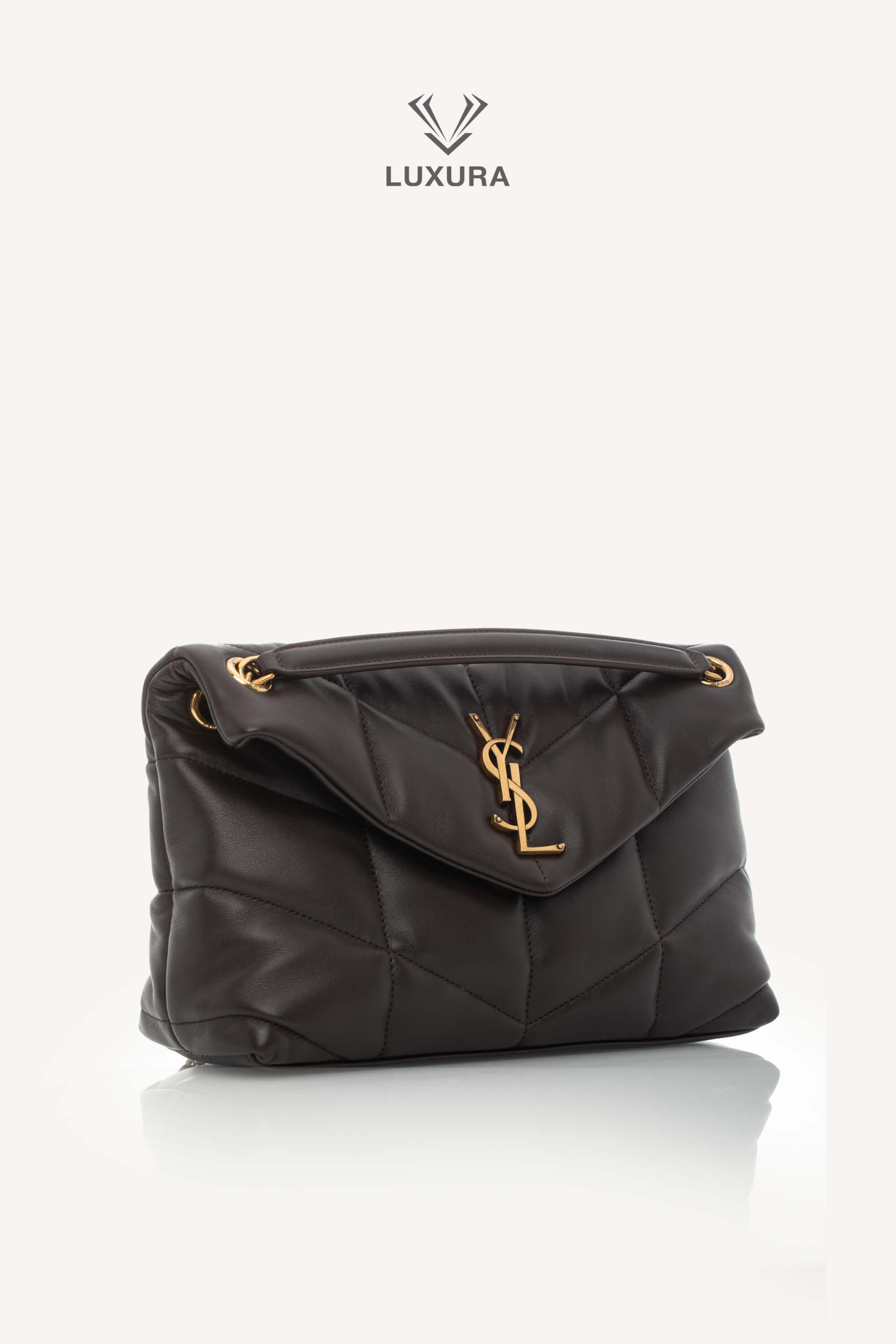 <span style="font-size: 10px;letter-spacing: .15em">HARD TO FIND</span><br> <strong>SAINT LAURENT</strong><br> <div style="margin-top:10px;font-size:16px">Puffer Small Matelasse Leather Shoulder Bag Dark Sweet Choco</div><br> - Image 3