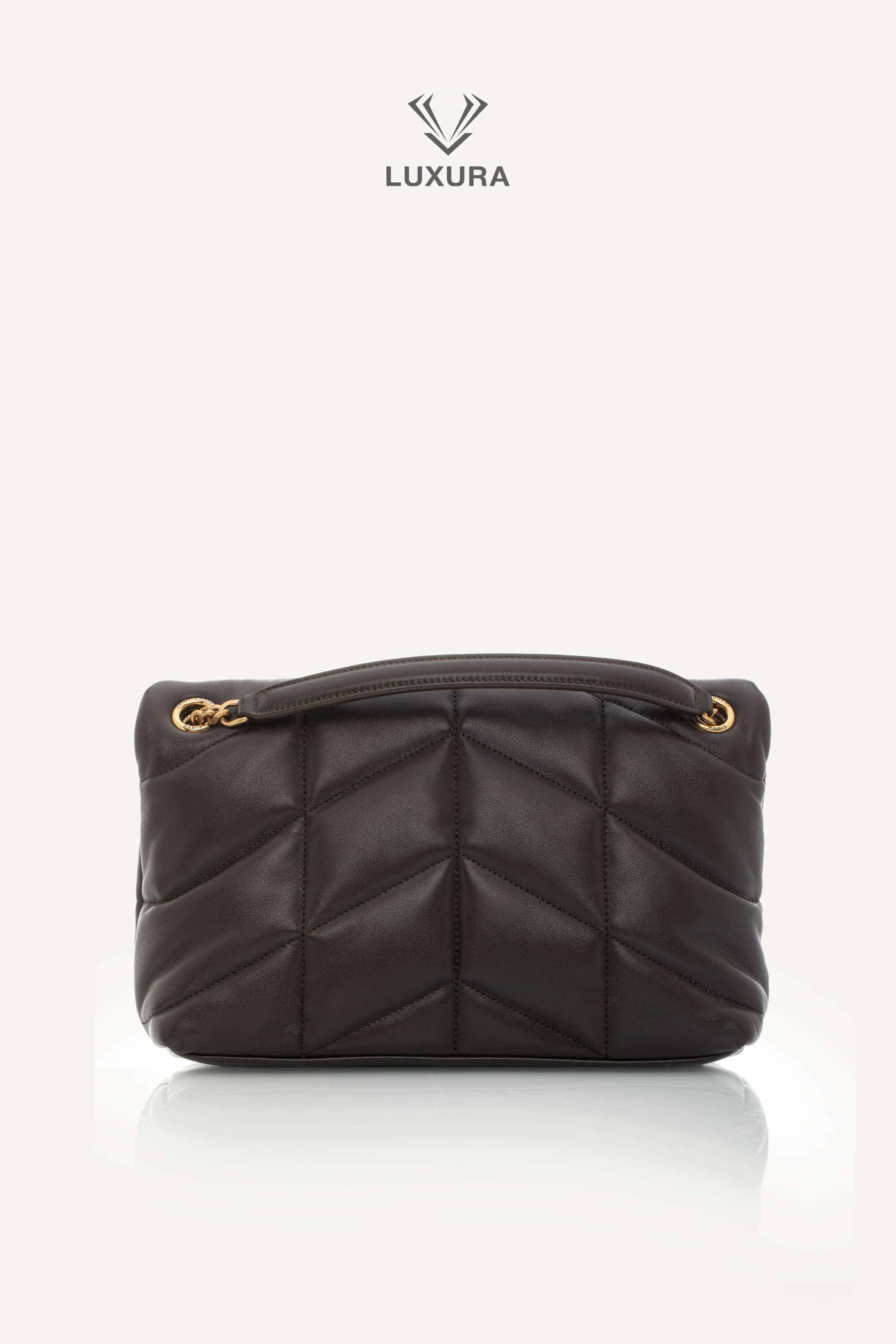 <span style="font-size: 10px;letter-spacing: .15em">HARD TO FIND</span><br> <strong>SAINT LAURENT</strong><br> <div style="margin-top:10px;font-size:16px">Puffer Small Matelasse Leather Shoulder Bag Dark Sweet Choco</div><br> - Image 7