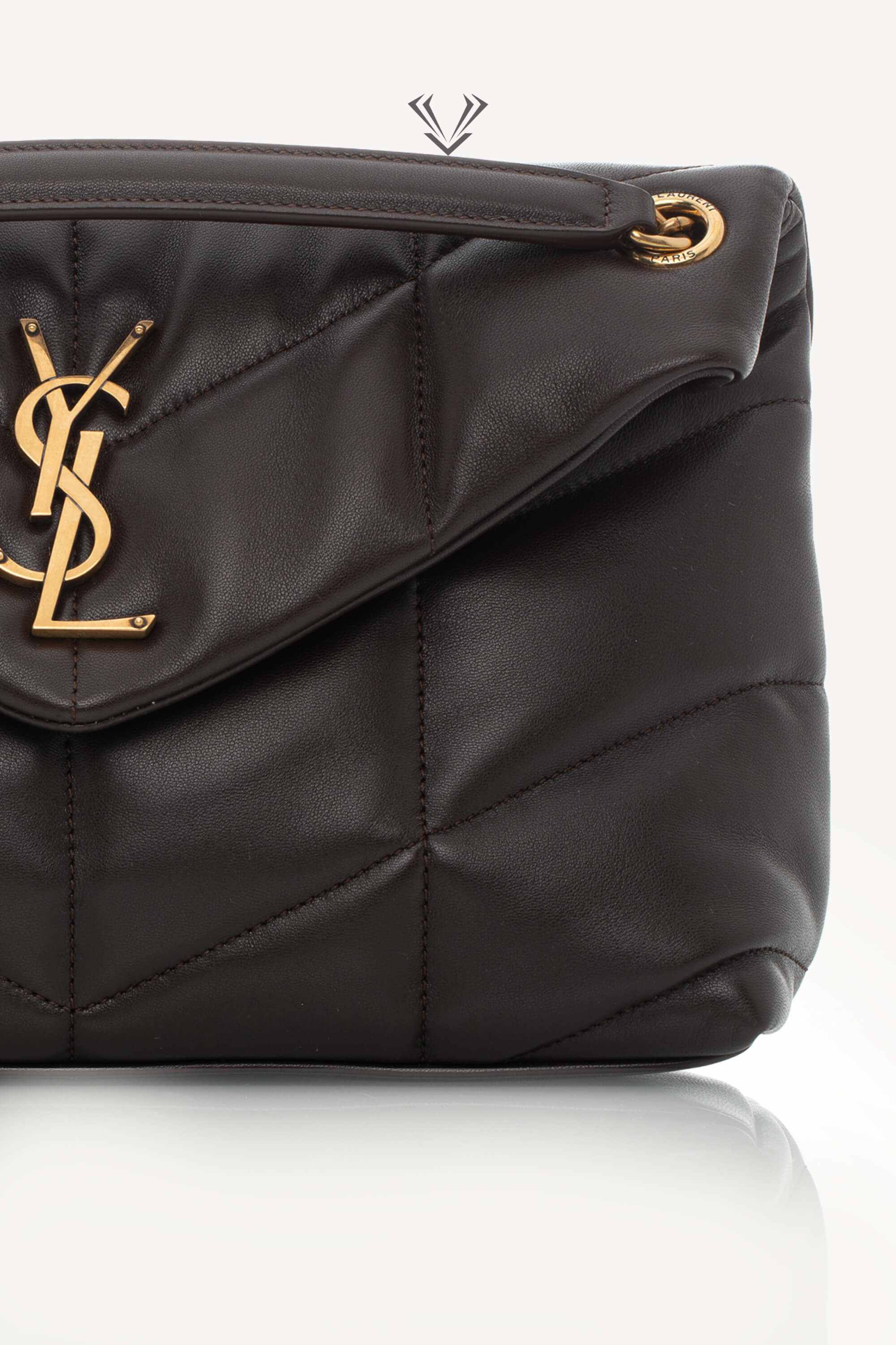 <span style="font-size: 10px;letter-spacing: .15em">HARD TO FIND</span><br> <strong>SAINT LAURENT</strong><br> <div style="margin-top:10px;font-size:16px">Puffer Small Matelasse Leather Shoulder Bag Dark Sweet Choco</div><br> - Image 10