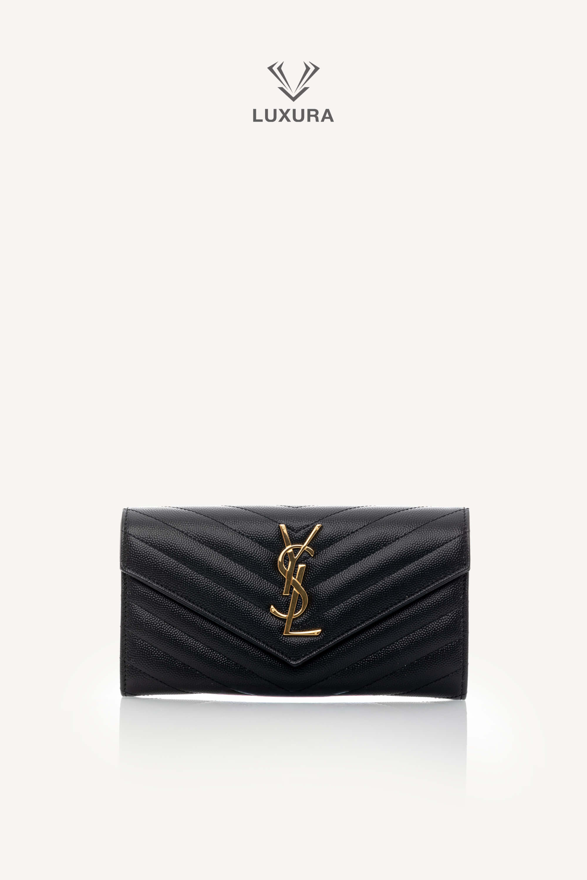 <span style="font-size: 10px;letter-spacing: .15em">BEST DEAL</span><br> <strong>SAINT LAURENT</strong><br> <div style="margin-top:10px;font-size:16px">Cassandre Matelasse Large Flap Wallet in Grain de Poudre Leather Black</div><br>