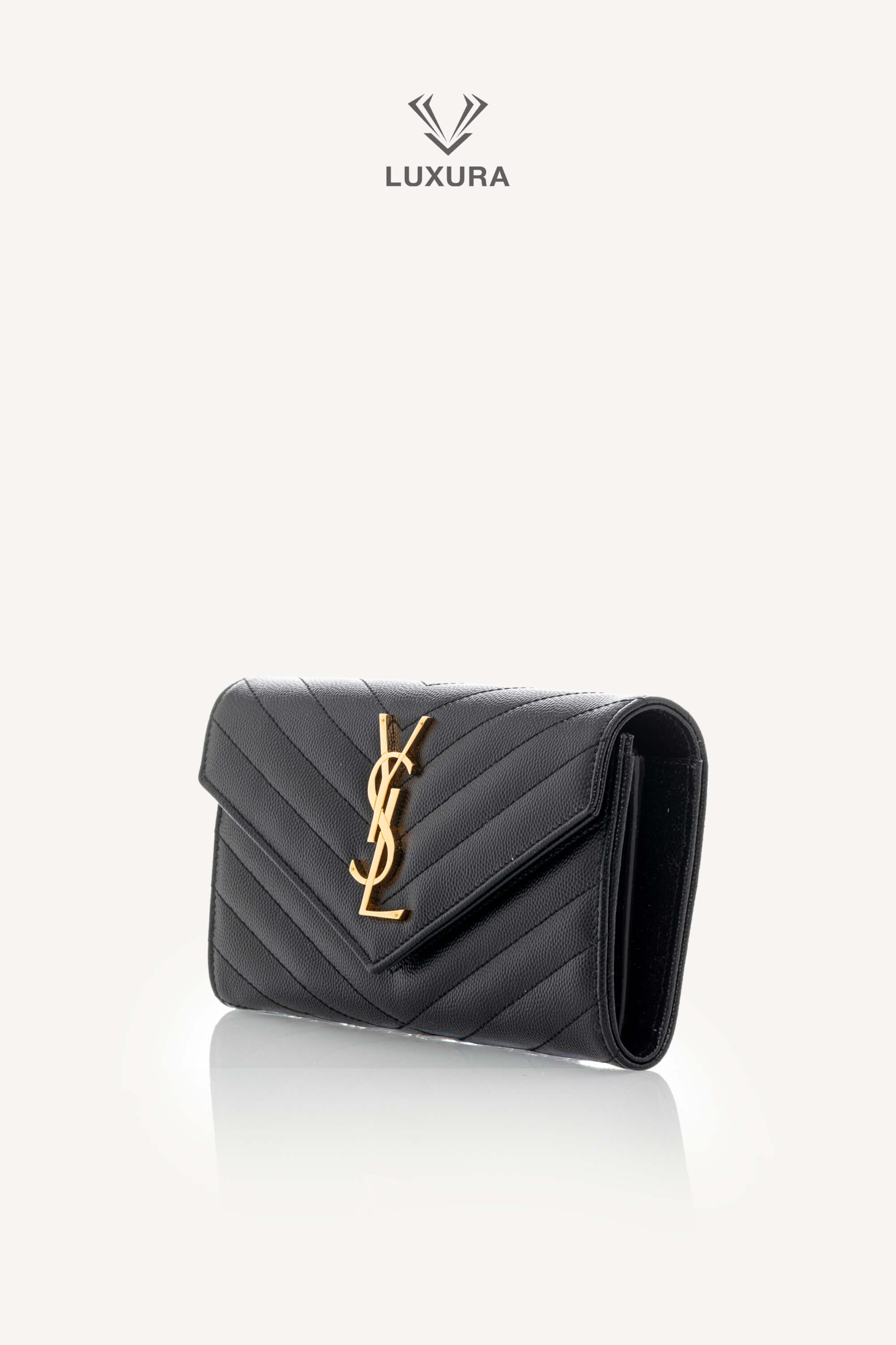 <span style="font-size: 10px;letter-spacing: .15em">BEST DEAL</span><br> <strong>SAINT LAURENT</strong><br> <div style="margin-top:10px;font-size:16px">Cassandre Matelasse Large Flap Wallet in Grain de Poudre Leather Black</div><br> - Image 5