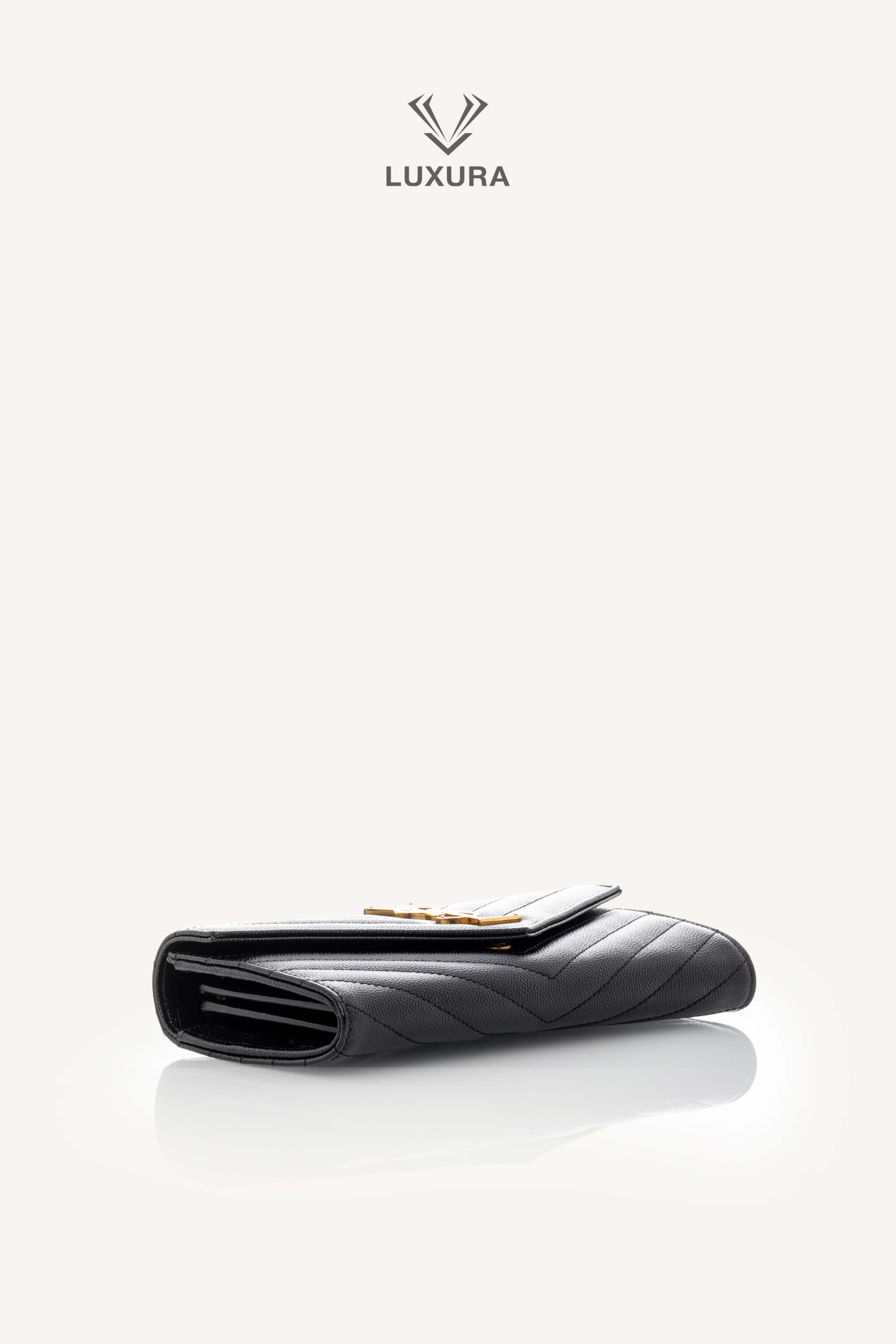 <span style="font-size: 10px;letter-spacing: .15em">BEST DEAL</span><br> <strong>SAINT LAURENT</strong><br> <div style="margin-top:10px;font-size:16px">Cassandre Matelasse Large Flap Wallet in Grain de Poudre Leather Black</div><br> - Image 17