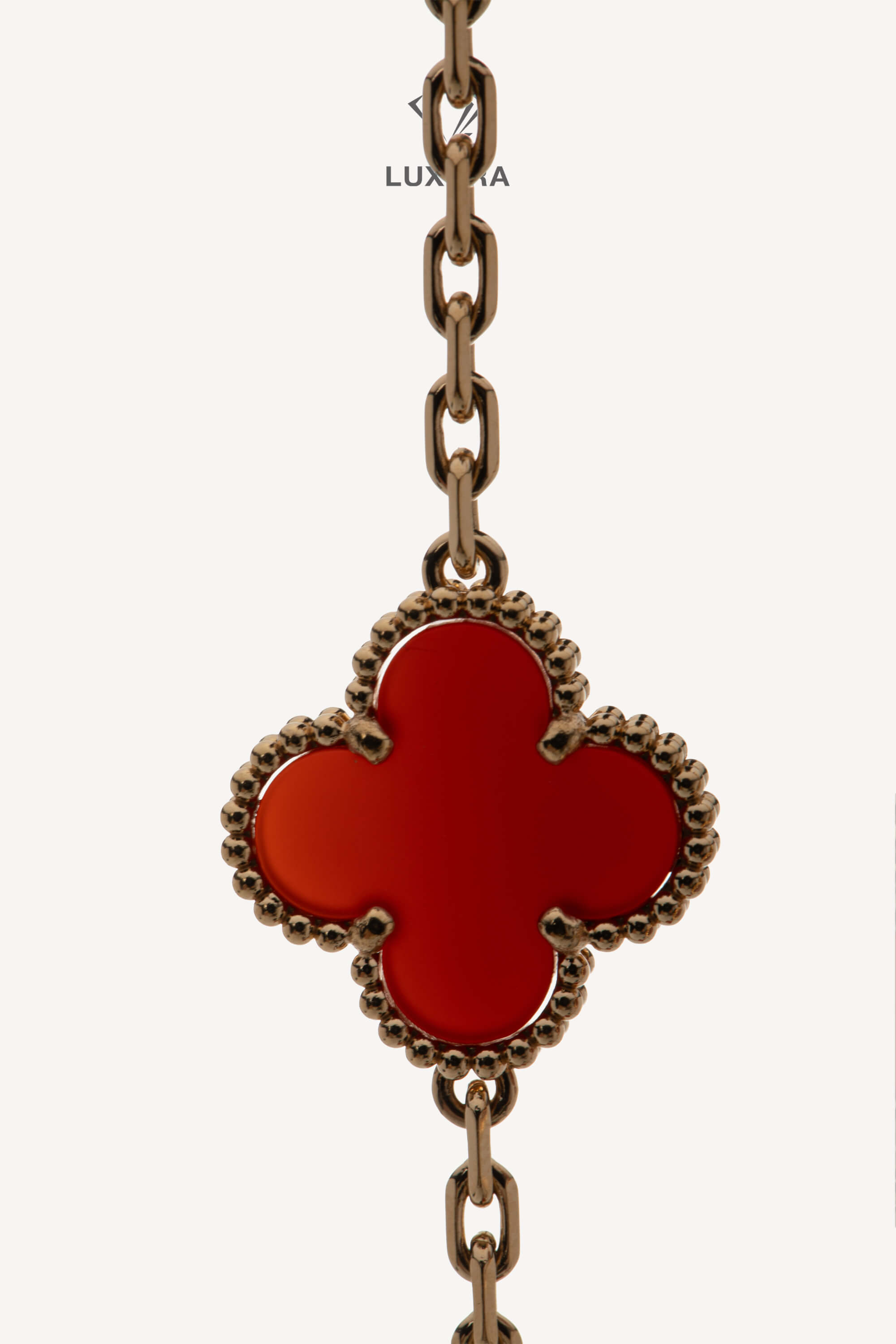 <span style="font-size: 10px;letter-spacing: .15em">HARD TO FIND</span><br> <strong>VAN CLEEF & ARPELS</strong><br> <div style="margin-top:10px;font-size:16px"> 18K Yellow Gold Carnelian Vintage Alhambra Bracelet 5 Motifs</div><br> - Image 11