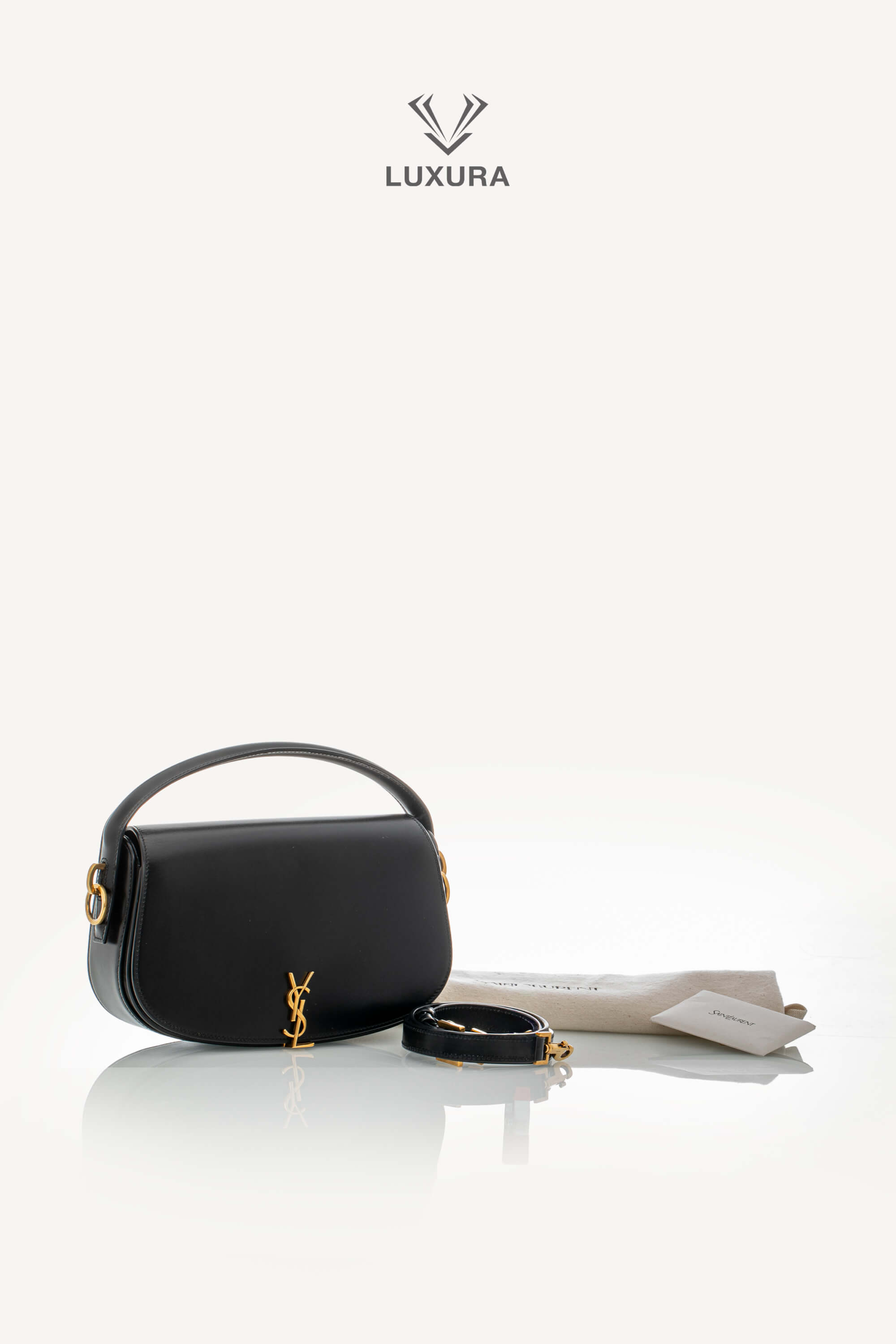 <span style="font-size: 10px;letter-spacing: .15em">NEW COLLECTION</span><br> <strong>SAINT LAURENT</strong><br> <div style="margin-top:10px;font-size:16px">Voltaire Leather Shoulder Bag Black Palladium Hardware</div><br> - Image 2