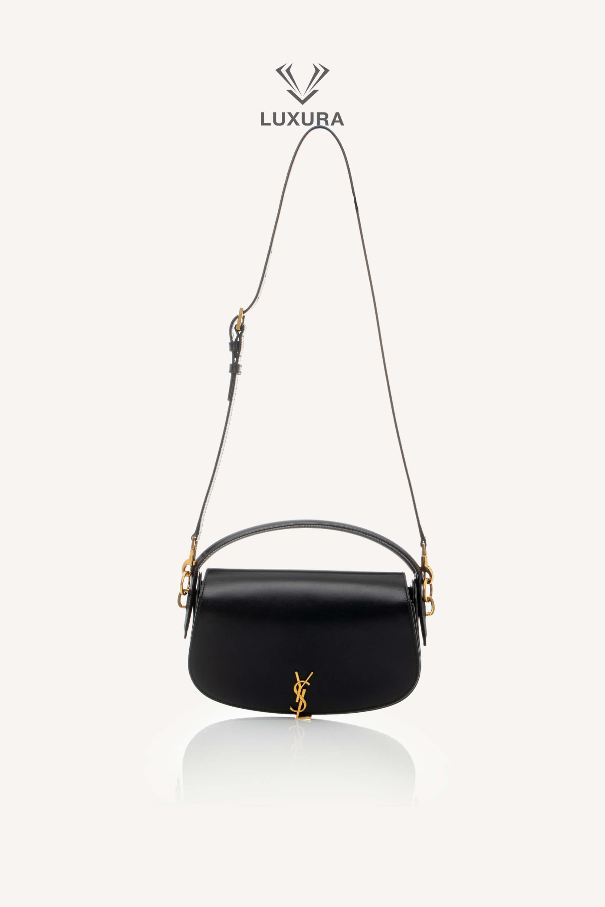 <span style="font-size: 10px;letter-spacing: .15em">NEW COLLECTION</span><br> <strong>SAINT LAURENT</strong><br> <div style="margin-top:10px;font-size:16px">Voltaire Leather Shoulder Bag Black Palladium Hardware</div><br> - Image 4