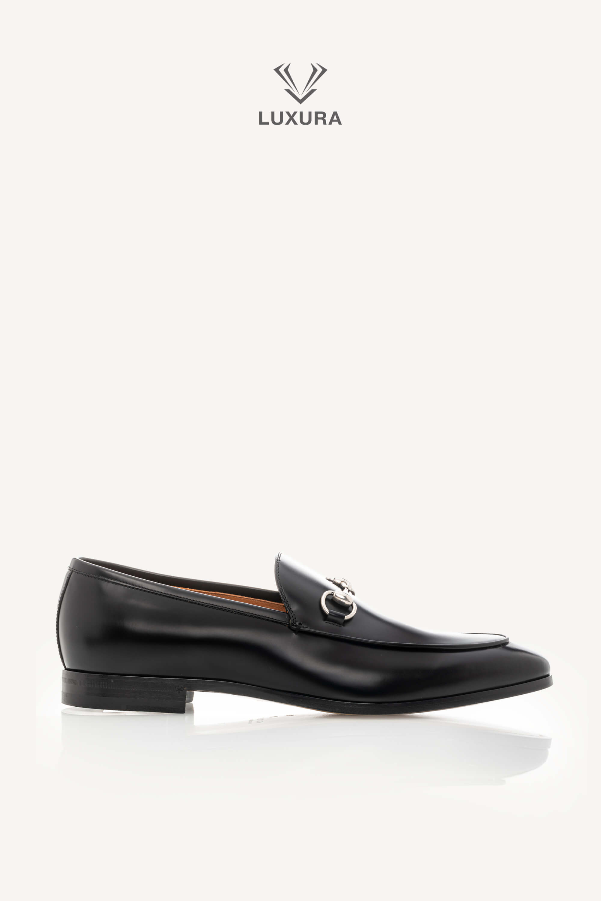 <span style="font-size: 10px;letter-spacing: .15em">BEST DEAL</span><br> <strong>GUCCI</strong><br> <div style="margin-top:10px;font-size:16px">Calfskin Horsebit Mens Jordaan Loafers Black 45</div><br>