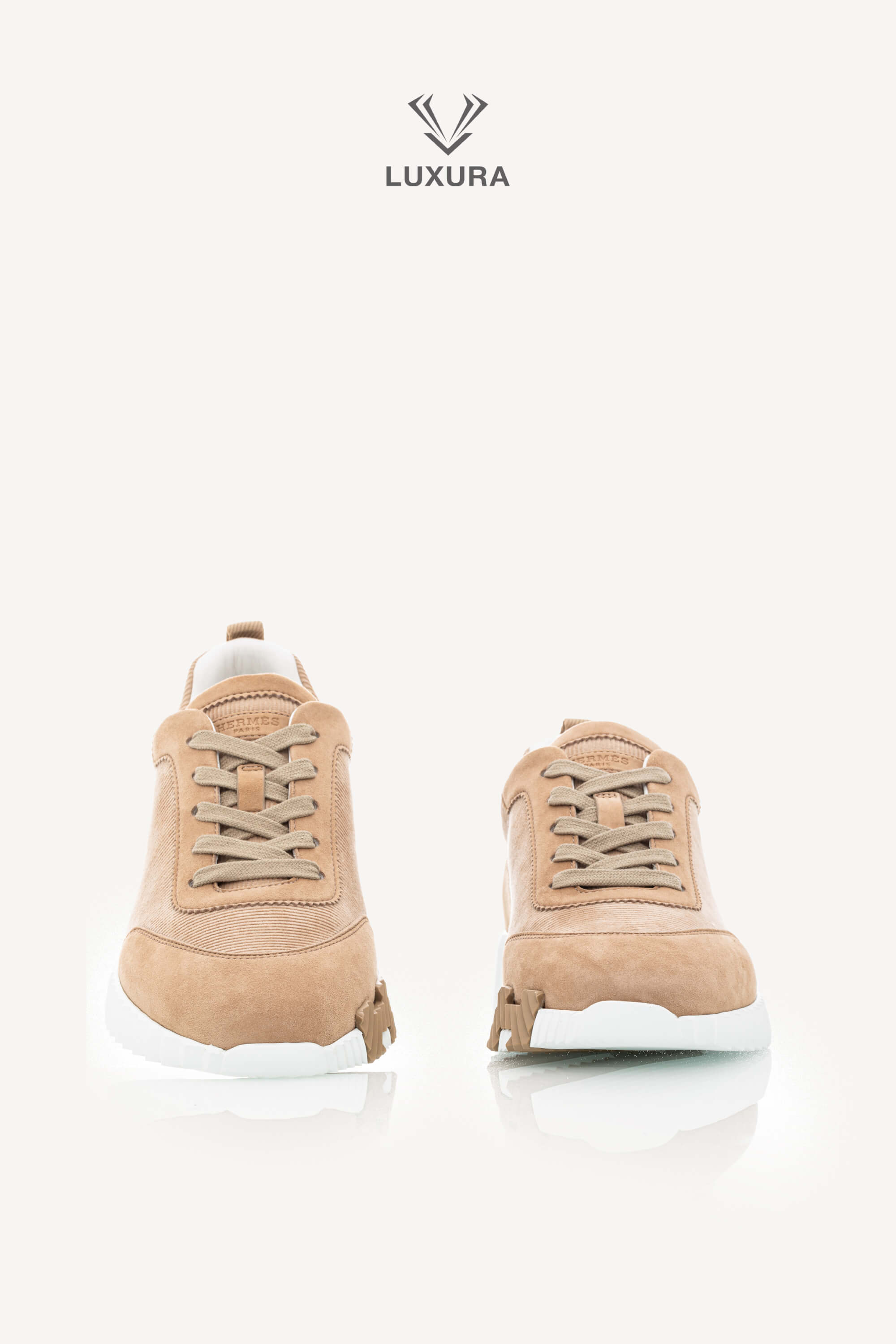 <span style="font-size: 10px;letter-spacing: .15em">HARD TO FIND</span><br> <strong>HERMES</strong><br> <div style="margin-top:10px;font-size:16px">Bouncing Sneaker Beige Camel 39</div><br> - Image 6
