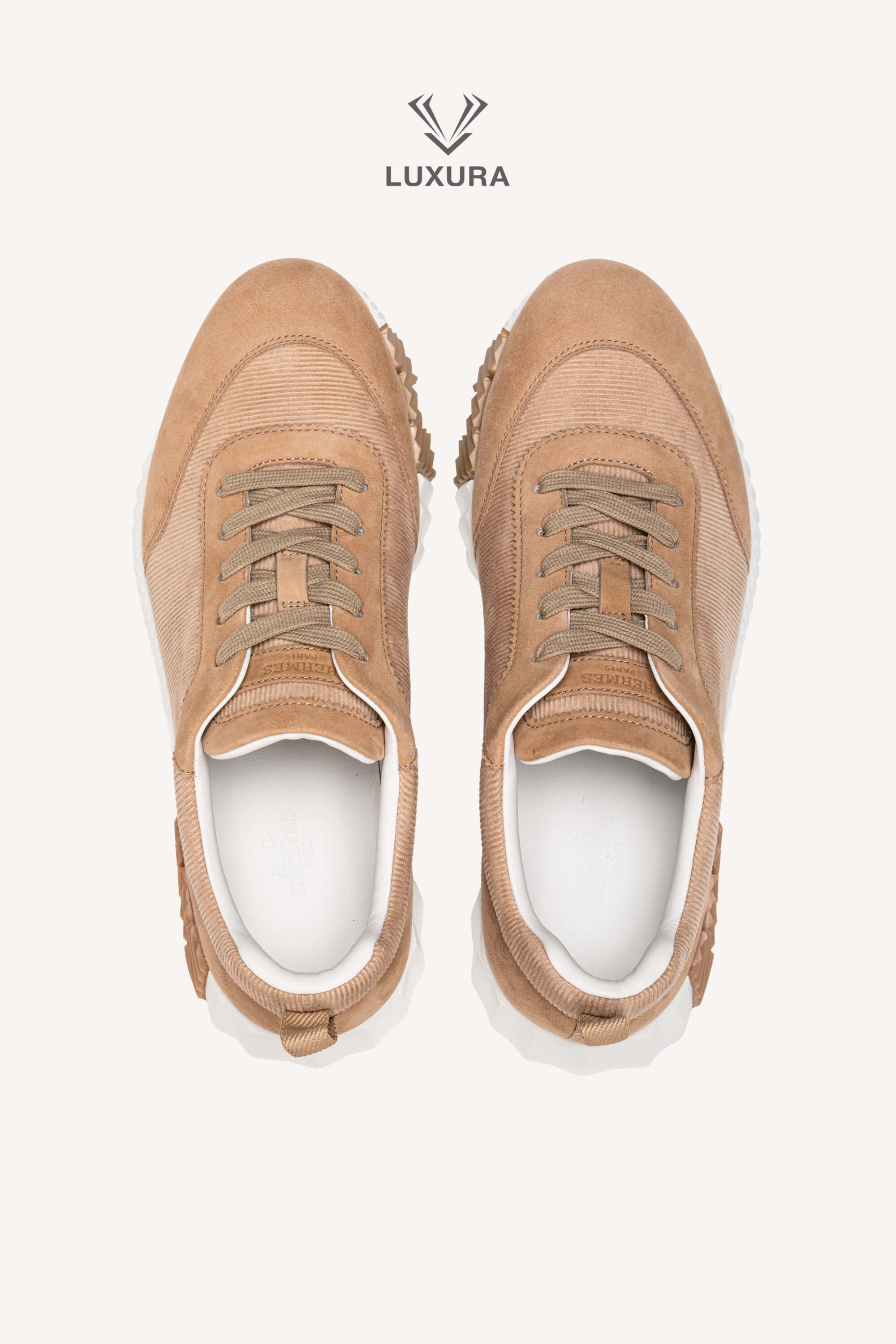 <span style="font-size: 10px;letter-spacing: .15em">HARD TO FIND</span><br> <strong>HERMES</strong><br> <div style="margin-top:10px;font-size:16px">Bouncing Sneaker Beige Camel 39</div><br> - Image 7