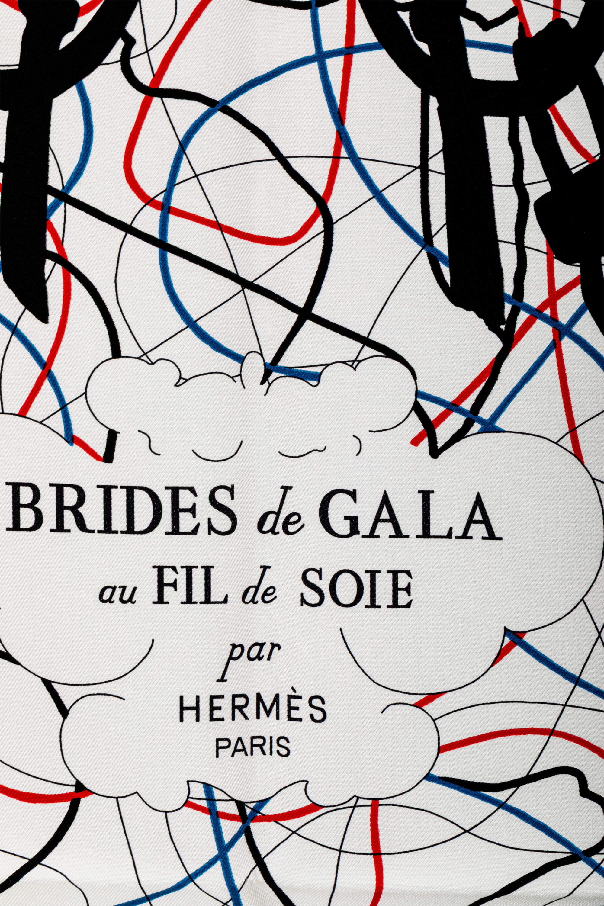 <span style="font-size: 10px;letter-spacing: .15em">HARD TO FIND</span><br>            <strong>HERMES</strong><br>            <div style="margin-top:10px;font-size:16px">Brides de Gala au Fil de Soie Scarf Blanc Noir Rouge</div><br> - Image 6