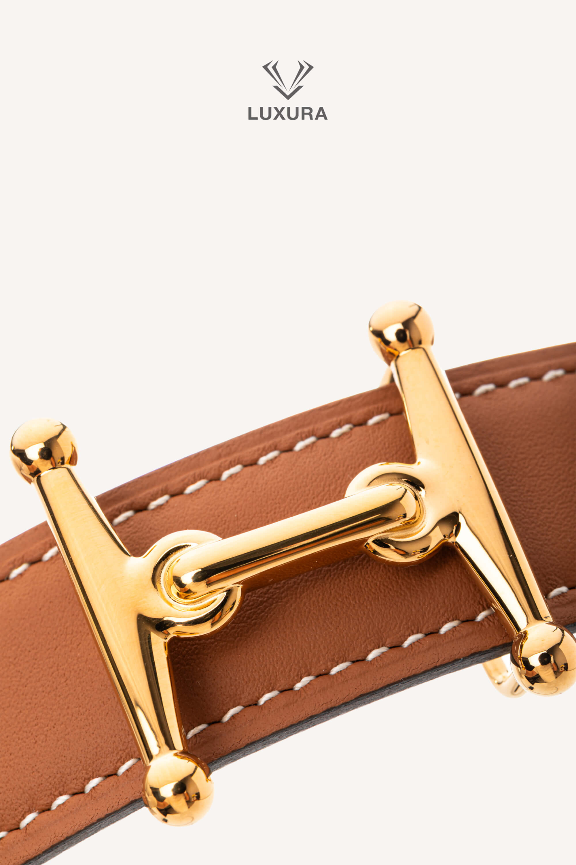 <span style="font-size: 10px;letter-spacing: .15em">HARD TO FIND</span><br> <strong>HERMES</strong><br> <div style="margin-top:10px;font-size:16px">Mors H Belt Buckle Reversible Leather Strap 24mm Gold Blanc 90 cm</div><br> - Image 3