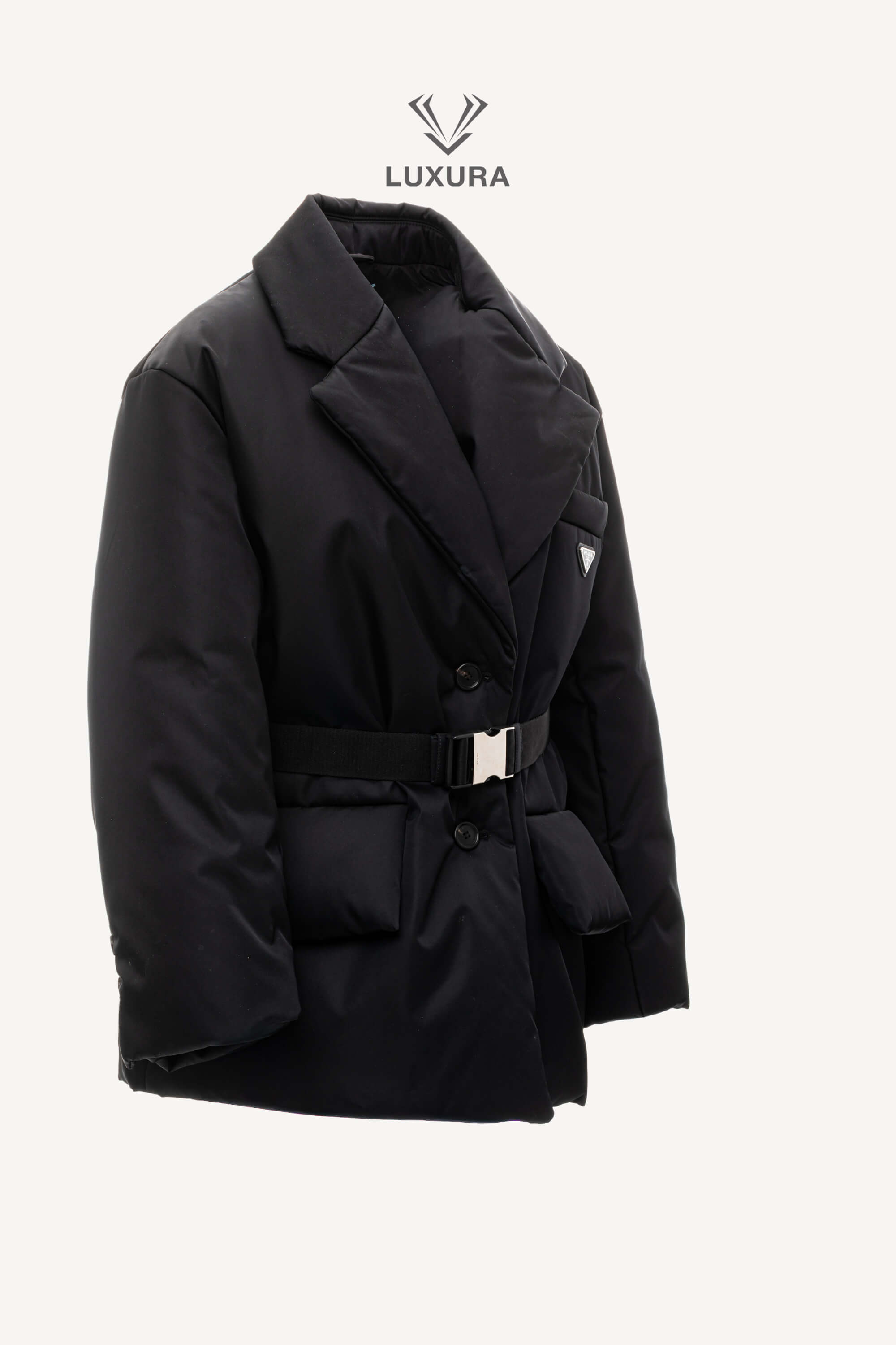 <span style="font-size: 10px;letter-spacing: .15em">BEST DEAL</span><br> <strong>PRADA</strong><br> <div style="margin-top:10px;font-size:16px">Re-Nylon Belted Down Jacket Black 40</div><br> - Image 2