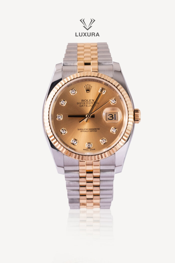 <span style="font-size: 10px;letter-spacing: .15em">HARD TO FIND</span><br> <strong>ROLEX</strong><br> <div style="margin-top:10px;font-size:16px">Datejust Oyster 36 mm Oystersteel and Yellow Gold</div><br>