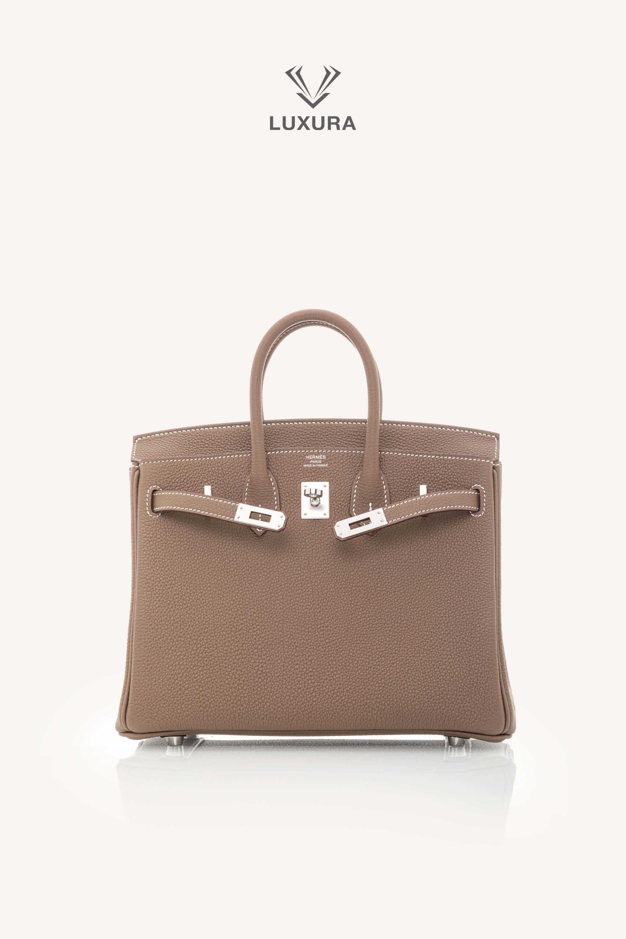 <span style="font-size: 10px;letter-spacing: .15em">HARD TO FIND</span><br> <strong>HERMES</strong><br> <div style="margin-top:10px;font-size:16px">Birkin 25 Etoupe Togo Palladium Hardware</div><br> - Image 4