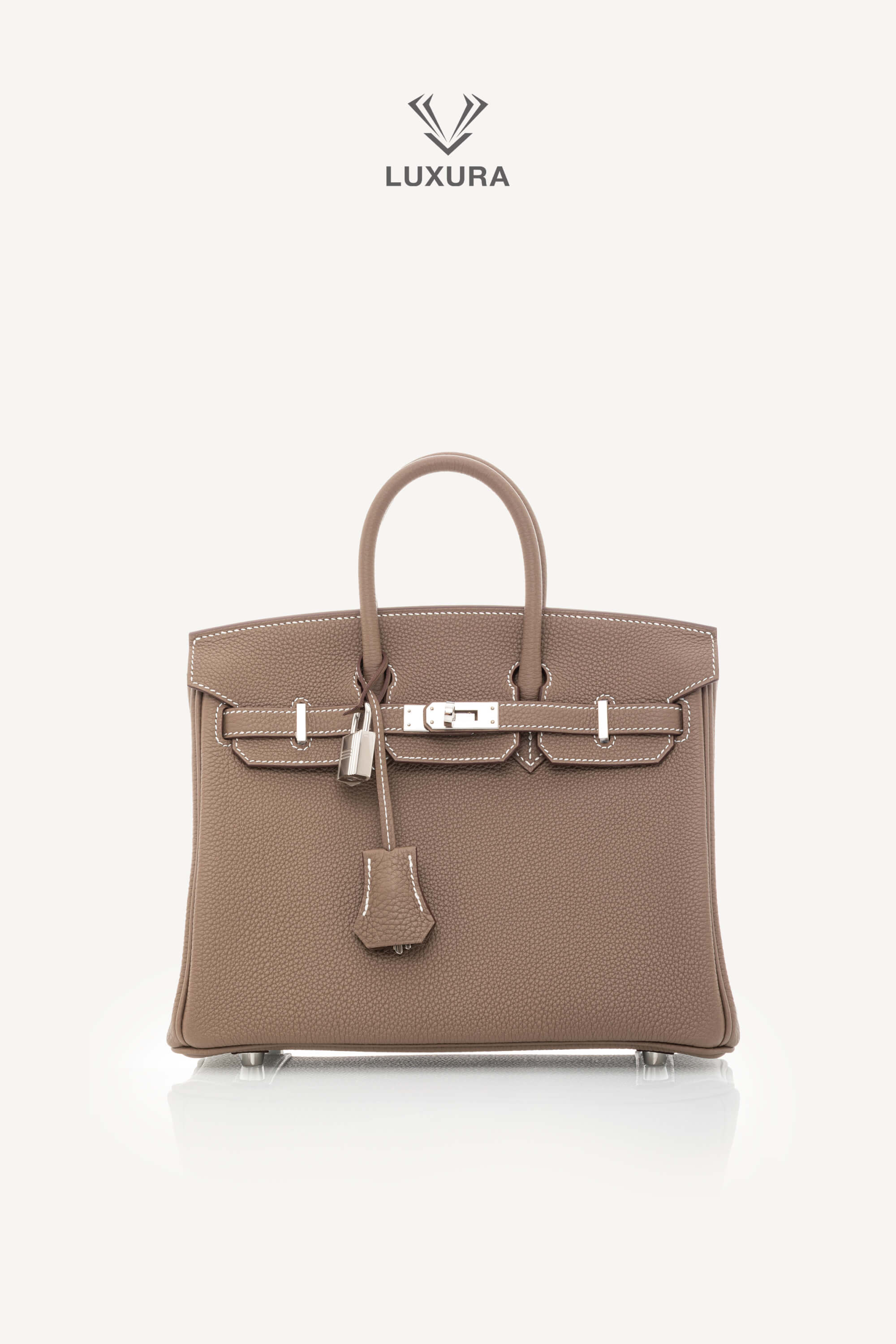 <span style="font-size: 10px;letter-spacing: .15em">HARD TO FIND</span><br> <strong>HERMES</strong><br> <div style="margin-top:10px;font-size:16px">Birkin 25 Etoupe Togo Palladium Hardware</div><br> - Image 5